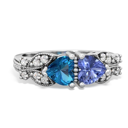London Topaz Genuine London Blue Topaz with Genuine Tanzanite Diamond Butterflies ring Ring