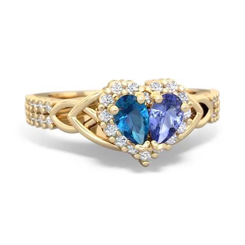 London Topaz Genuine London Blue Topaz with Genuine Tanzanite Celtic Knot Engagement ring Ring