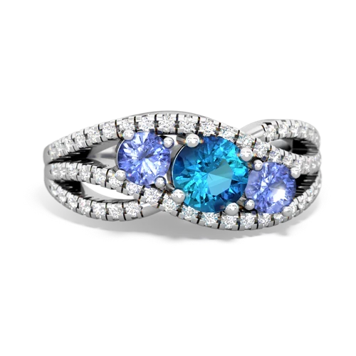 london topaz-tanzanite three stone pave ring