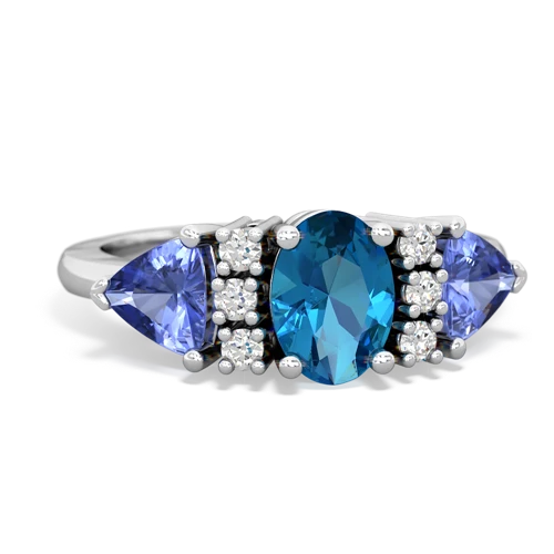London Topaz Genuine London Blue Topaz with Genuine Tanzanite and  Antique Style Three Stone ring Ring
