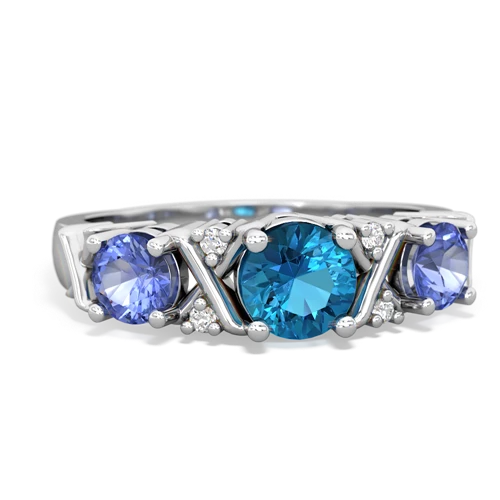 London Topaz Genuine London Blue Topaz with Genuine Tanzanite and  Hugs and Kisses ring Ring