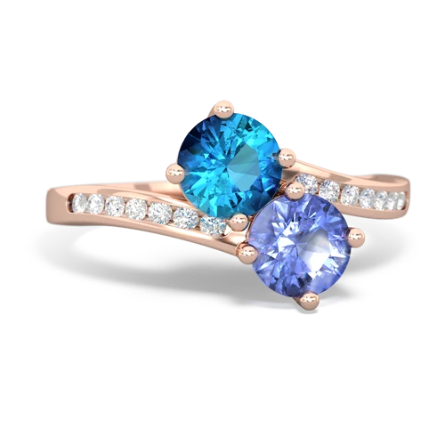 london topaz-tanzanite two stone channel ring