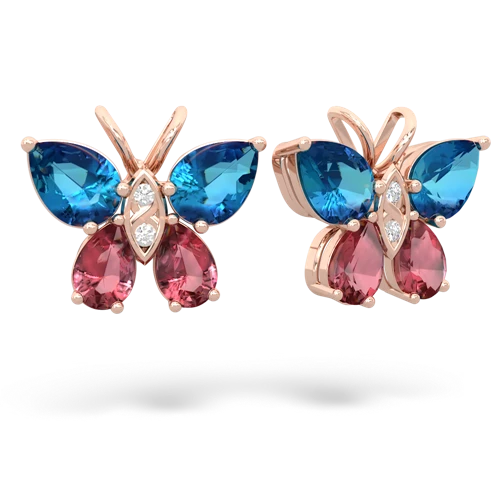 london topaz-tourmaline butterfly earrings