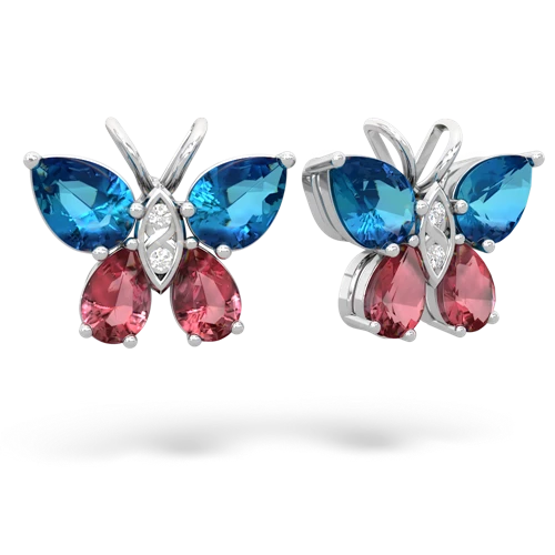 london topaz-tourmaline butterfly earrings