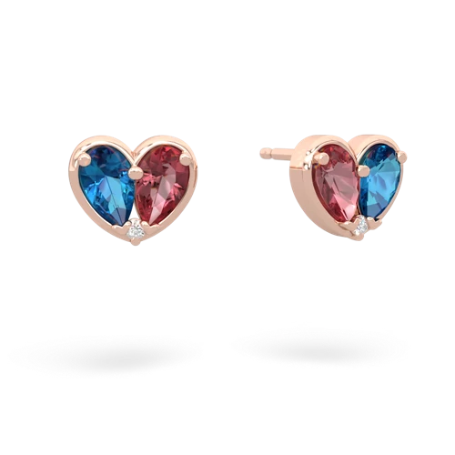 london topaz-tourmaline one heart earrings