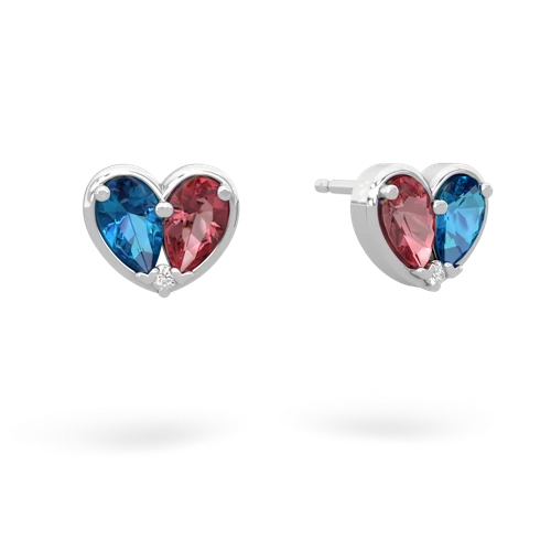 london topaz-tourmaline one heart earrings