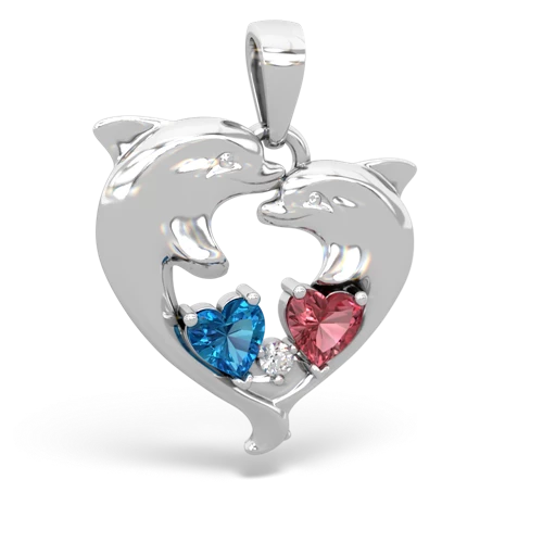 london topaz-tourmaline dolphins pendant