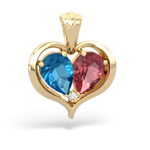 Genuine London Blue Topaz with Genuine Pink Tourmaline Two Become One pendant