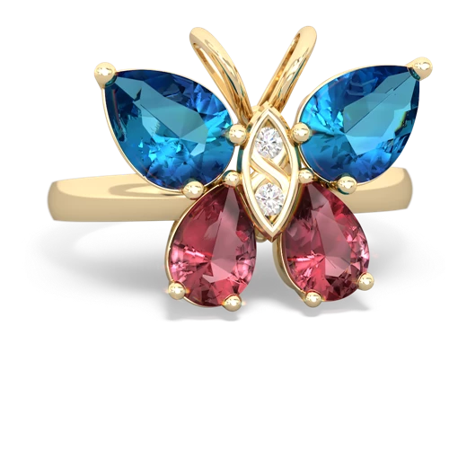 london topaz-tourmaline butterfly ring