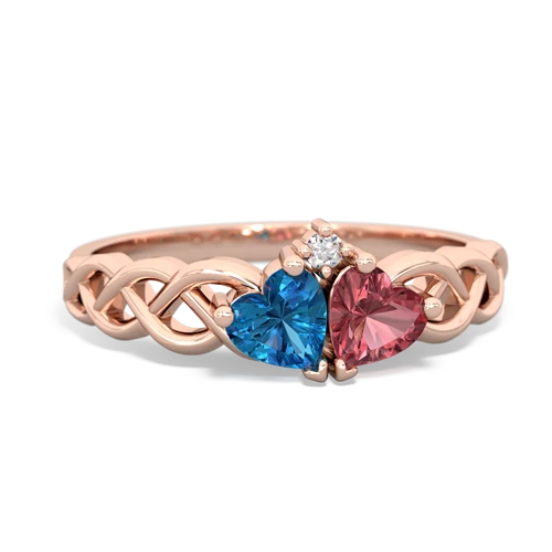 london topaz-tourmaline celtic braid ring