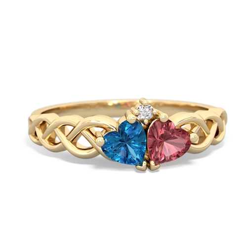 london topaz-tourmaline celtic braid ring