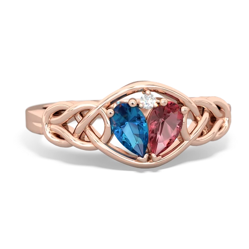 london topaz-tourmaline celtic knot ring