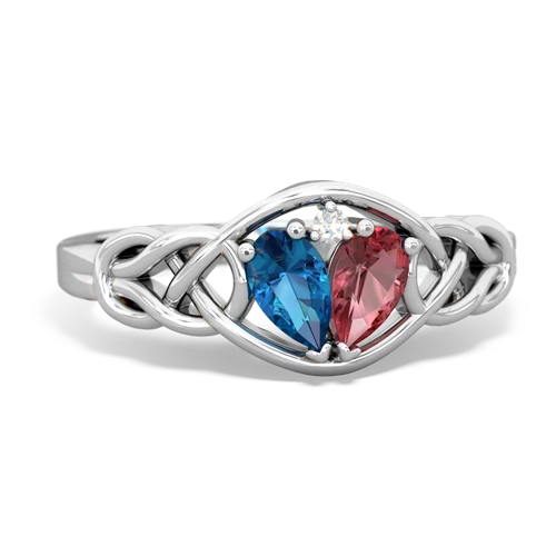 london topaz-tourmaline celtic knot ring