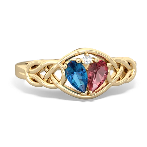 london topaz-tourmaline celtic knot ring