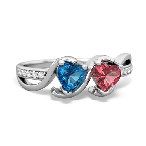 london topaz-tourmaline double heart ring