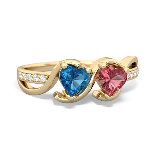 london topaz-tourmaline double heart ring