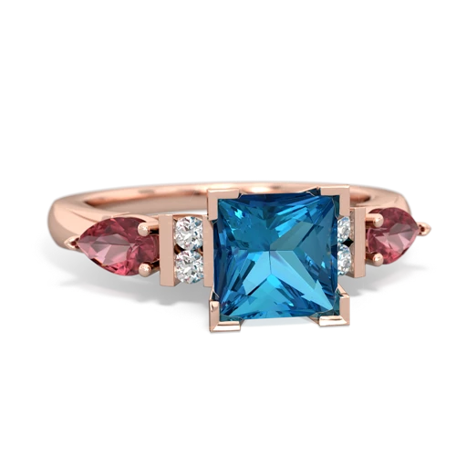 London Topaz Genuine London Blue Topaz with Genuine Pink Tourmaline and  Engagement ring Ring