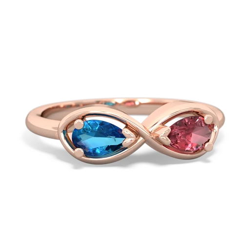 London Topaz Genuine London Blue Topaz with Genuine Pink Tourmaline Infinity ring Ring