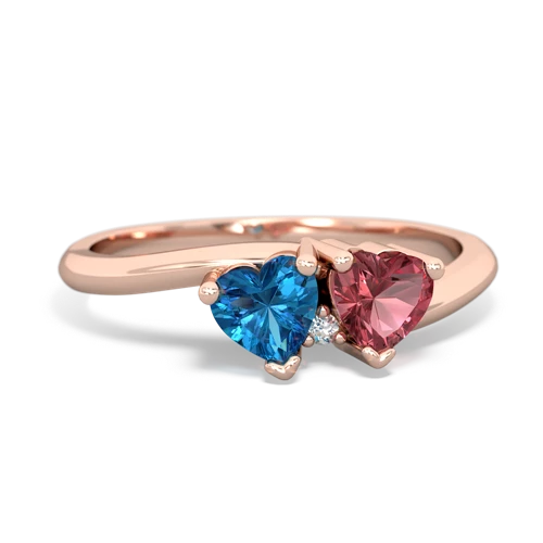 London Topaz Genuine London Blue Topaz with Genuine Pink Tourmaline Sweetheart's Promise ring Ring
