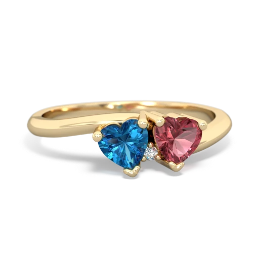 Genuine London Blue Topaz with Genuine Pink Tourmaline Sweetheart's Promise ring