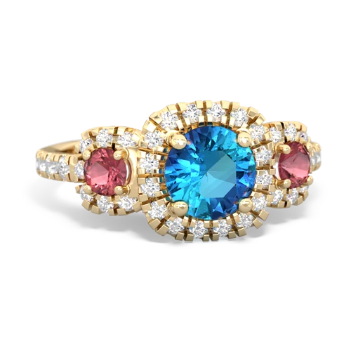 london topaz-tourmaline three stone regal ring