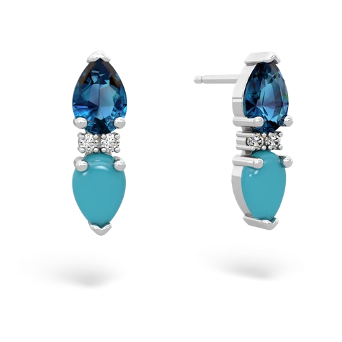 london topaz-turquoise bowtie earrings