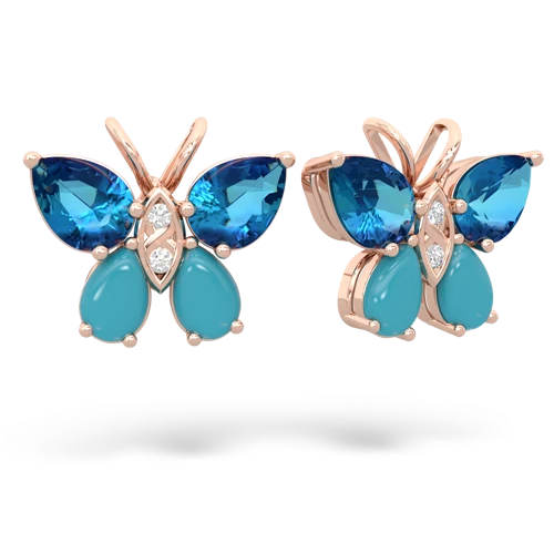 london topaz-turquoise butterfly earrings