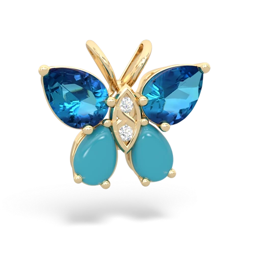 london topaz-turquoise butterfly pendant