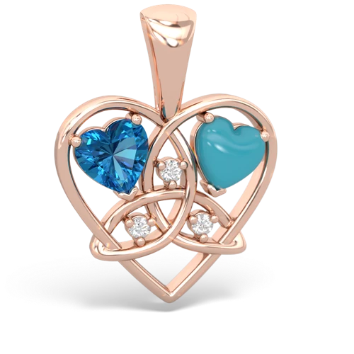 london topaz-turquoise celtic heart pendant