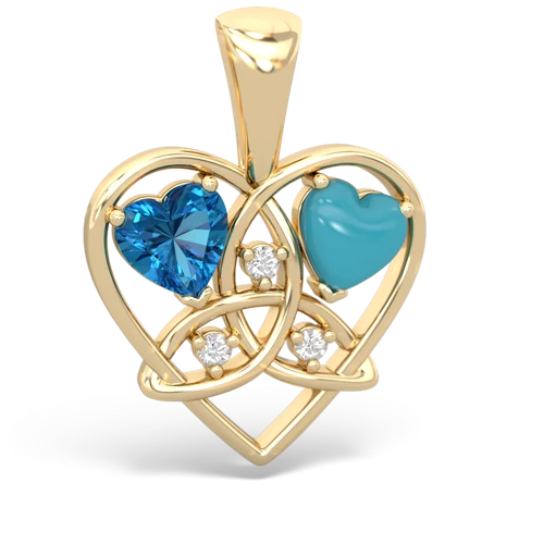 london topaz-turquoise celtic heart pendant