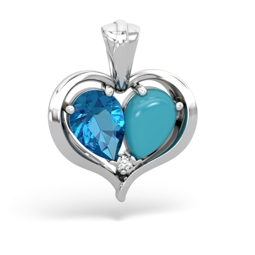 london topaz-turquoise half heart whole pendant