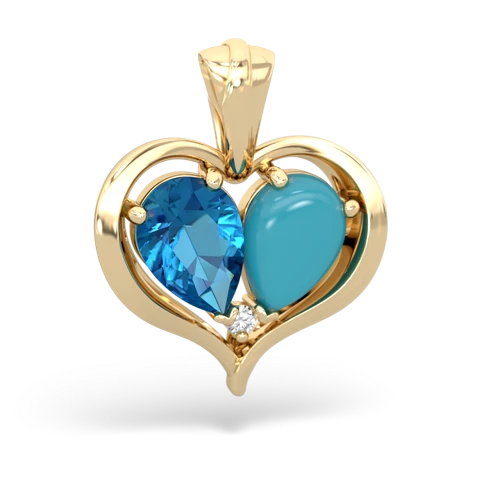 london topaz-turquoise half heart whole pendant