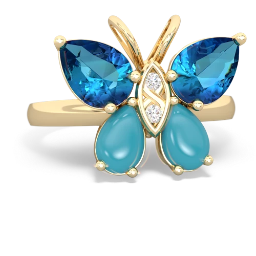 london topaz-turquoise butterfly ring
