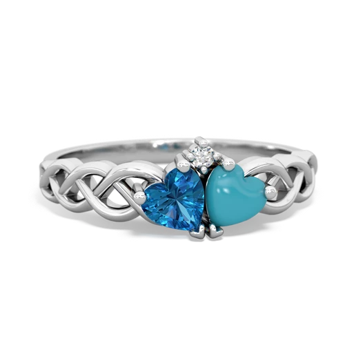 london topaz-turquoise celtic braid ring