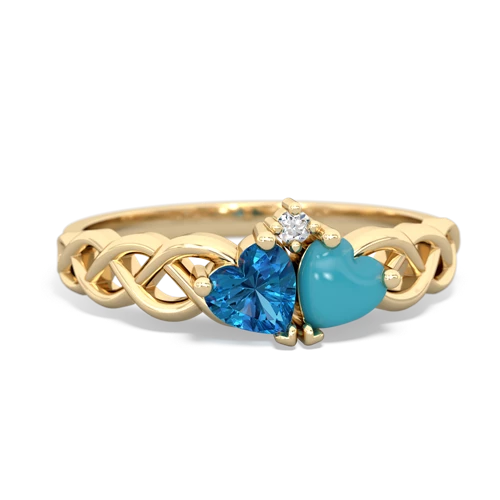 london topaz-turquoise celtic braid ring
