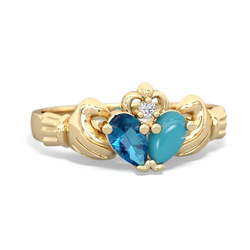 london topaz-turquoise claddagh ring