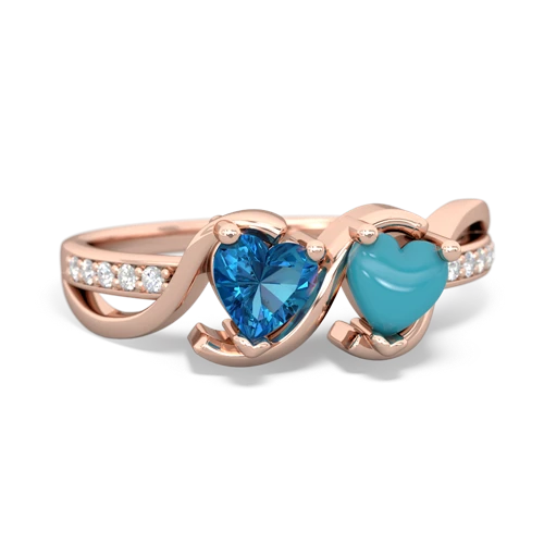 london topaz-turquoise double heart ring