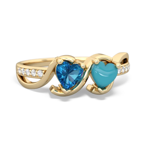 london topaz-turquoise double heart ring