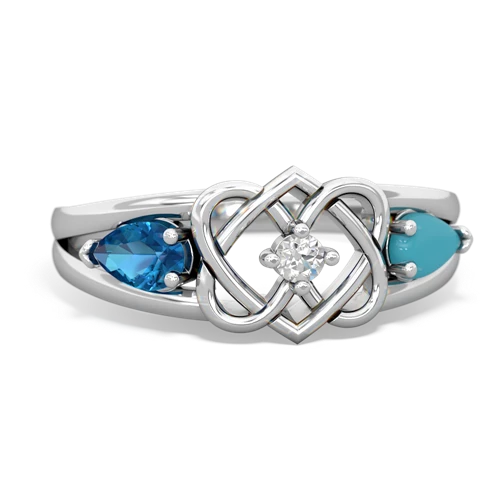 london topaz-turquoise double heart ring