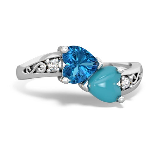 london topaz-turquoise filligree ring