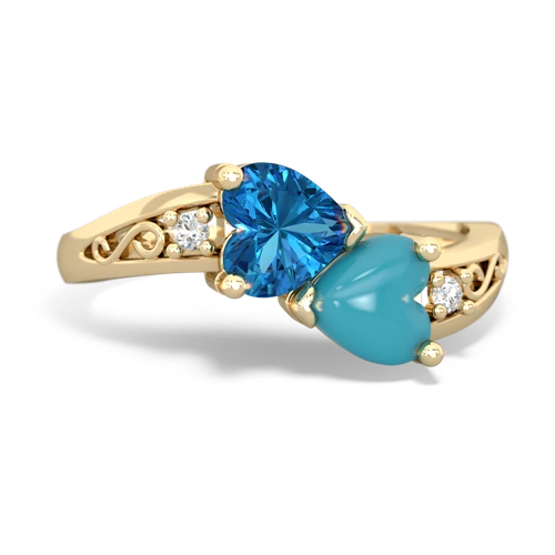 london topaz-turquoise filligree ring