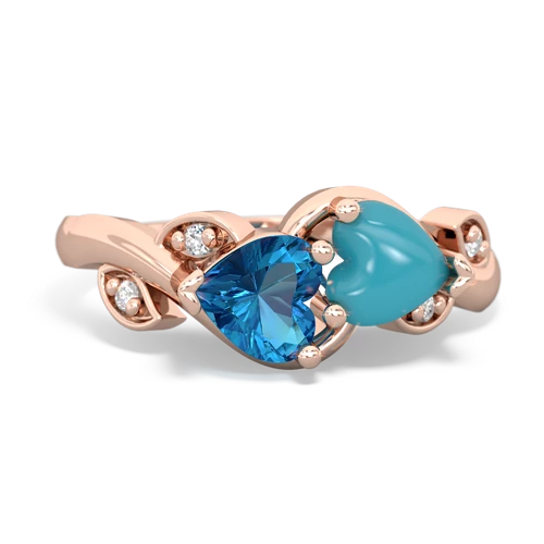 london topaz-turquoise floral keepsake ring