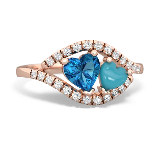 london topaz-turquoise mother child ring