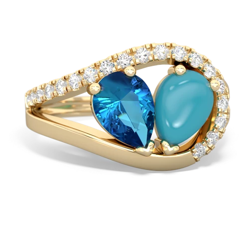 london topaz-turquoise pave heart ring