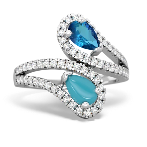 london topaz-turquoise pave swirls ring