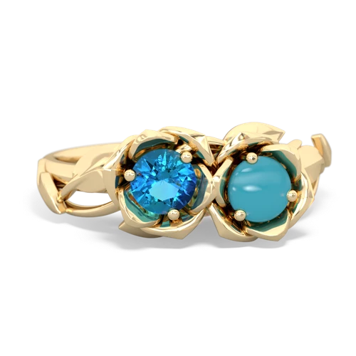 london topaz-turquoise roses ring