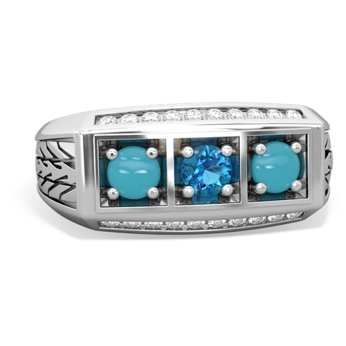 london topaz-turquoise three stone ring