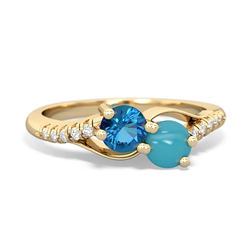 london topaz-turquoise two stone infinity ring