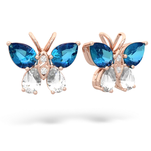 london topaz-white topaz butterfly earrings