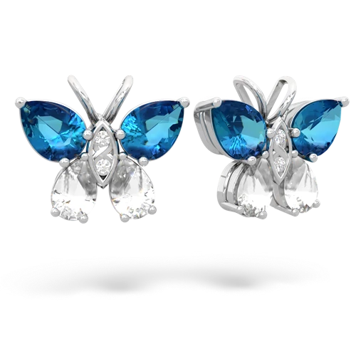 london topaz-white topaz butterfly earrings